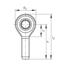 桿端軸承 GAKSR18-PS, 根據(jù) DIN ISO 12 240-4 標(biāo)準(zhǔn)，特種鋼材料，帶右旋外螺紋，免維護(hù)