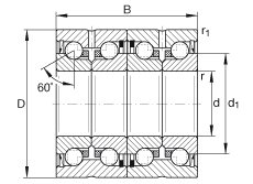 推力角接觸球軸承 ZKLN2557-2RS-2AP, 配對，雙向，兩側(cè)唇密封