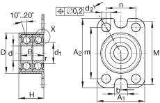 角接觸球軸承單元 ZKLR0624-2Z, 雙向，螺釘安裝，兩側(cè)間隙密封