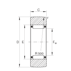 支撐型滾輪 RSTO35, 無(wú)軸向引導(dǎo)，外圈無(wú)擋邊