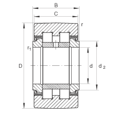 支撐型滾輪 PWTR50110-2RS, 滿裝滾子，軸向引導(dǎo)，兩側(cè)唇密封