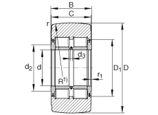 支撐型滾輪 NNTR55X140X70-2ZL, 滿裝滾子，軸向引導(dǎo)，兩側(cè)唇密封