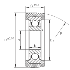 滾輪 KLRU15X47X20-2Z, 帶塑料箍，兩側(cè)密封