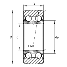 滾輪 LR50/8-2RSR, 雙向，兩側(cè)密封