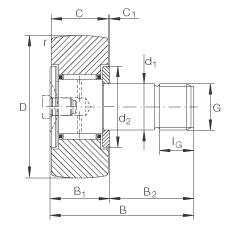螺栓型滾輪 KR19, 軸向引導(dǎo)，兩側(cè)間隙密封