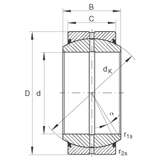 關(guān)節(jié)軸承 GE140-DO-2RS, 根據(jù) DIN ISO 12 240-1 標(biāo)準(zhǔn), 需維護(hù)，兩側(cè)唇密封