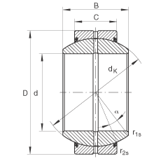 關節(jié)軸承 GE40-FO-2RS, 根據(jù) DIN ISO 12 240-1 標準, 需維護，兩側(cè)唇密封