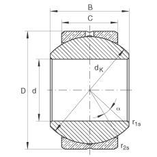 關節(jié)軸承 GE10-PB, 根據 DIN ISO 12 240-1 標準，尺寸系列 K，需維護
