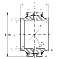 關(guān)節(jié)軸承 GE35-HO-2RS, 根據(jù) DIN ISO 12 240-1 標(biāo)準(zhǔn), 需維護(hù)，兩側(cè)唇密封