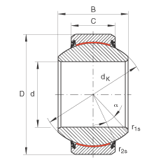 關(guān)節(jié)軸承 GE40-FW-2RS, 根據(jù) DIN ISO 12 240-1 標準, 免維護，兩側(cè)唇密封