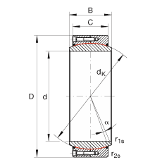 大的關(guān)節(jié)軸承 GE630-DW-2RS2, 根據(jù) DIN ISO 12 240-1 標(biāo)準(zhǔn), 免維護(hù)，兩側(cè)密封