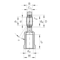 桿端軸承 GIL40-DO-2RS, 根據(jù) DIN ISO 12 240-4 標(biāo)準(zhǔn)，帶左旋內(nèi)螺紋，需維護(hù)，兩側(cè)唇密封