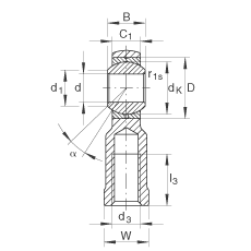 桿端軸承 GIKR18-PB, 根據(jù) DIN ISO 12 240-4 標準，帶右旋內(nèi)螺紋，需維護