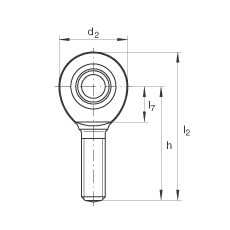 桿端軸承 GAL70-UK-2RS, 根據(jù) DIN ISO 12 240-4 標(biāo)準(zhǔn)，帶左旋外螺紋，免維護(hù)，兩側(cè)唇密封