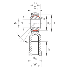 桿端軸承 GIKR10-PW, 根據(jù) DIN ISO 12 240-4 標準，帶右旋內(nèi)螺紋，需維護