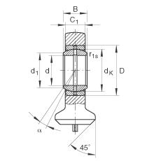 液壓桿端軸承 GK35-DO, 根據(jù) DIN ISO 12 240 標(biāo)準(zhǔn)，帶焊接面，需維護(hù)