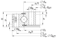 四點(diǎn)接觸球軸承 VU200405, 無齒，兩側(cè)唇密封