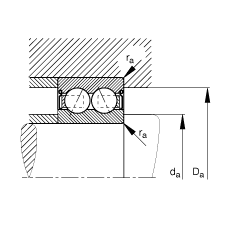 角接觸球軸承 3003-B-2RSR-TVH, 雙列，雙側(cè)唇密封，接觸角 α = 25°