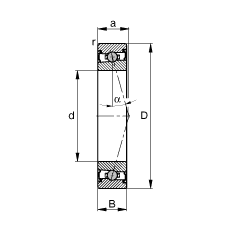 主軸軸承 HCS7028-C-T-P4S, 調(diào)節(jié)，成對安裝，接觸角 α = 15°，兩側唇密封，非接觸，限制公差