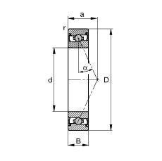 主軸軸承 HCS7003-E-T-P4S, 調(diào)節(jié)，成對或單元安裝，接觸角 α = 25°，兩側(cè)唇密封，非接觸，限制公差