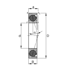 主軸軸承 HCB71915-C-T-P4S, 調(diào)節(jié)，成對或單元安裝，接觸角 α = 15°，陶瓷球，限制公差