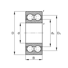 深溝球軸承 4302-B-TVH, 根據(jù) DIN 625-3 標(biāo)準(zhǔn)的主要尺寸，雙列