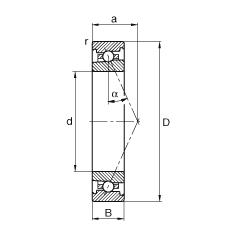 主軸軸承 HS71907-E-T-P4S, 調(diào)節(jié)，成對或單元安裝，接觸角 α = 25°，限制公差