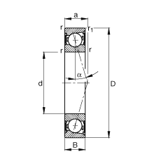 主軸軸承 B71910-C-2RSD-T-P4S, 調(diào)節(jié)，成對安裝，接觸角 α = 15°，兩側(cè)唇密封，非接觸，加嚴(yán)公差