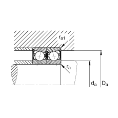 主軸軸承 B71910-C-2RSD-T-P4S, 調(diào)節(jié)，成對安裝，接觸角 α = 15°，兩側(cè)唇密封，非接觸，加嚴(yán)公差