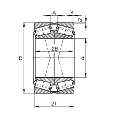 圓錐滾子軸承 32034-X-N11CA, 根據(jù) DIN ISO 355 / DIN 720 標(biāo)準(zhǔn)的主要尺寸，可分離，X型成對布置，有軸向內(nèi)部游隙